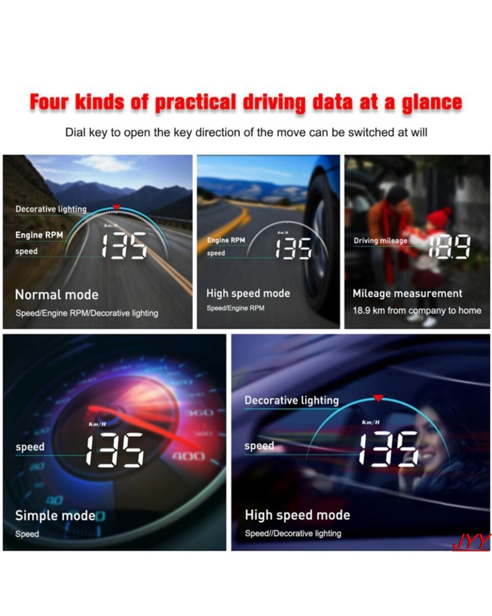 M8 Car Hud Head Up Display Obd2 Ii Euobd Overspeed Warning System Projector front-4