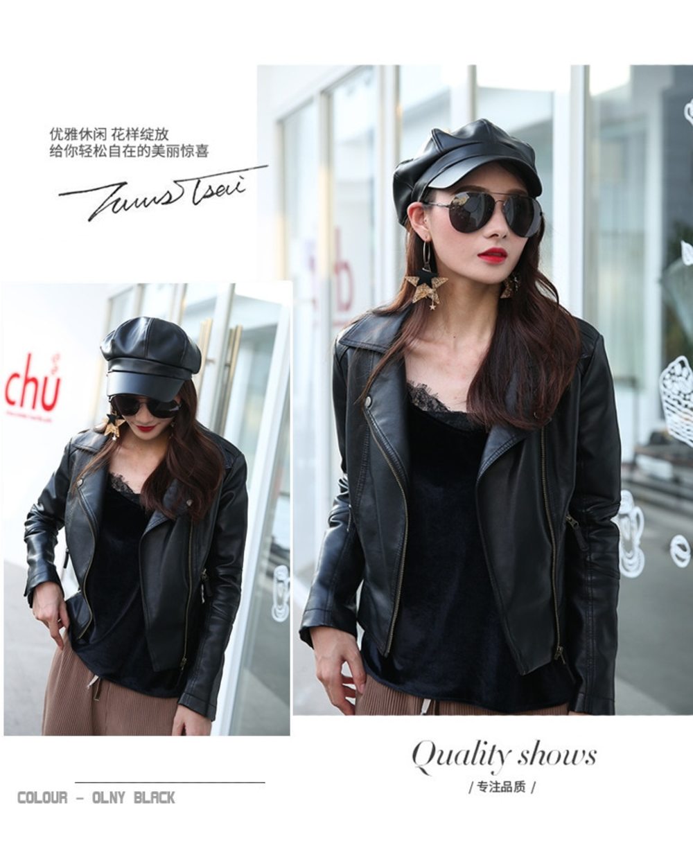 Fashion Solid Color Octagonal Cap Hats Female Autumn Winter Leather Panama Stylish Artist Painter Newsboy Caps Beret W front-1