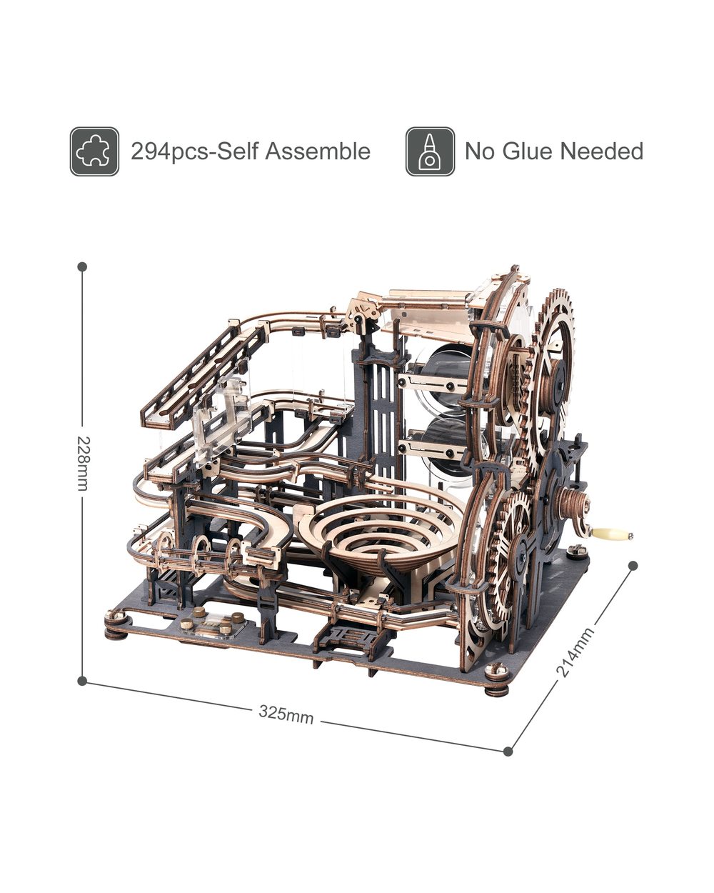 ROKR Marble Night City 3D Wooden Puzzle Games Assembly Waterwheel Model Toys for Children Kids Birthday Gift front-5