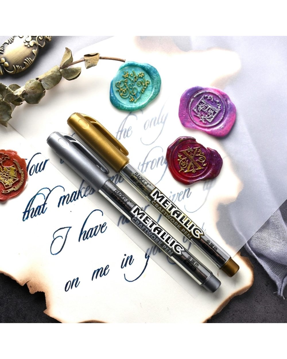 Gold Silver Paint Marker Water-base Marker Pen for Ceramics Glass Fabric Leather Dark Paper Painting Doodling DIY Crafts front-1