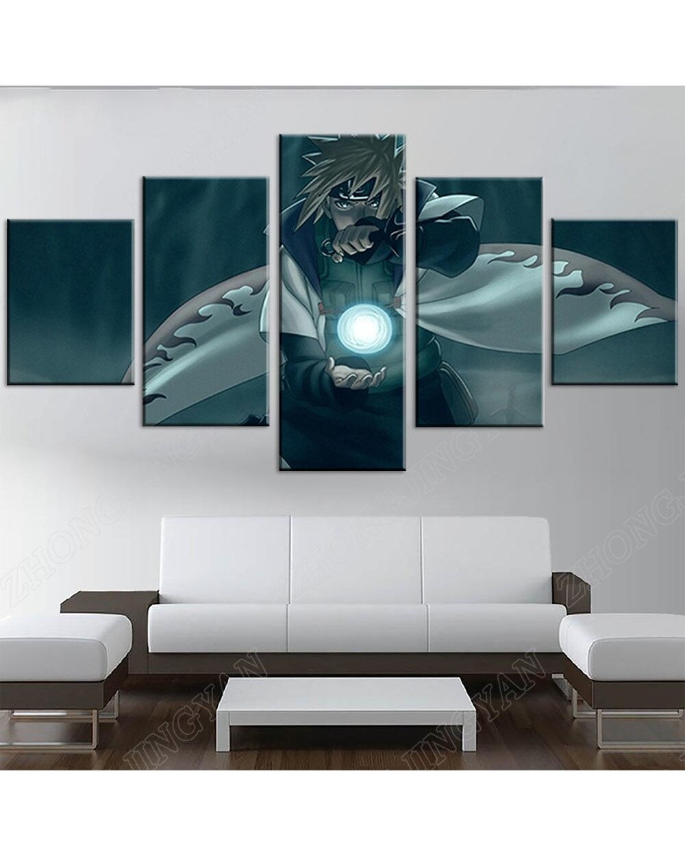 Anime Hokage Minato Namikaze Picture Print Anime 5 Panel Canvas Art Wall Decor front-0