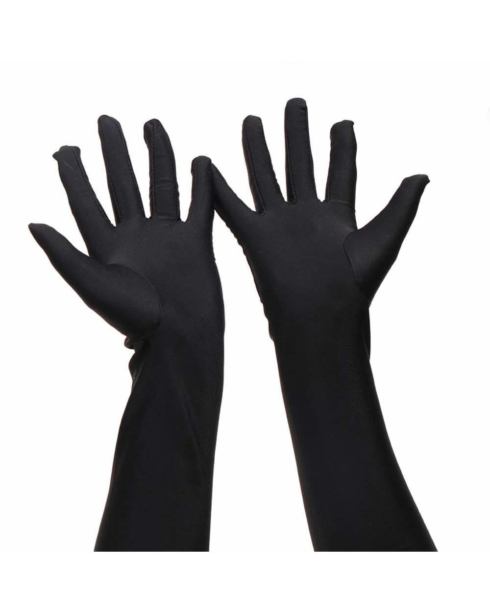 1 Pair Long Finger Elbow Sun Protection Gloves Opera Evening Party Prom Costume Fashion Gloves Black Red White front-4