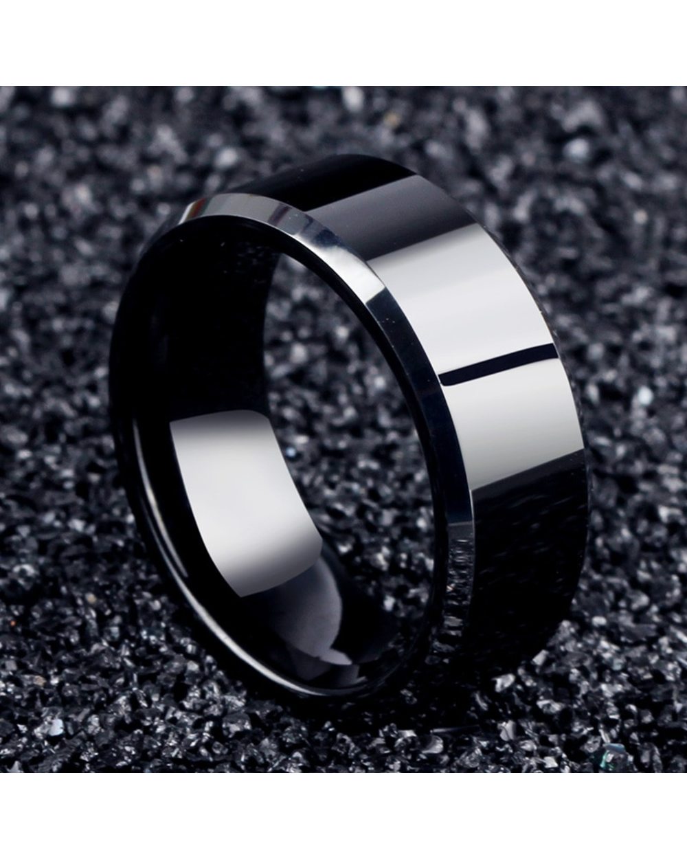 Fashion Charm Jewelry ring men stainless steel Black Rings For Women front-0