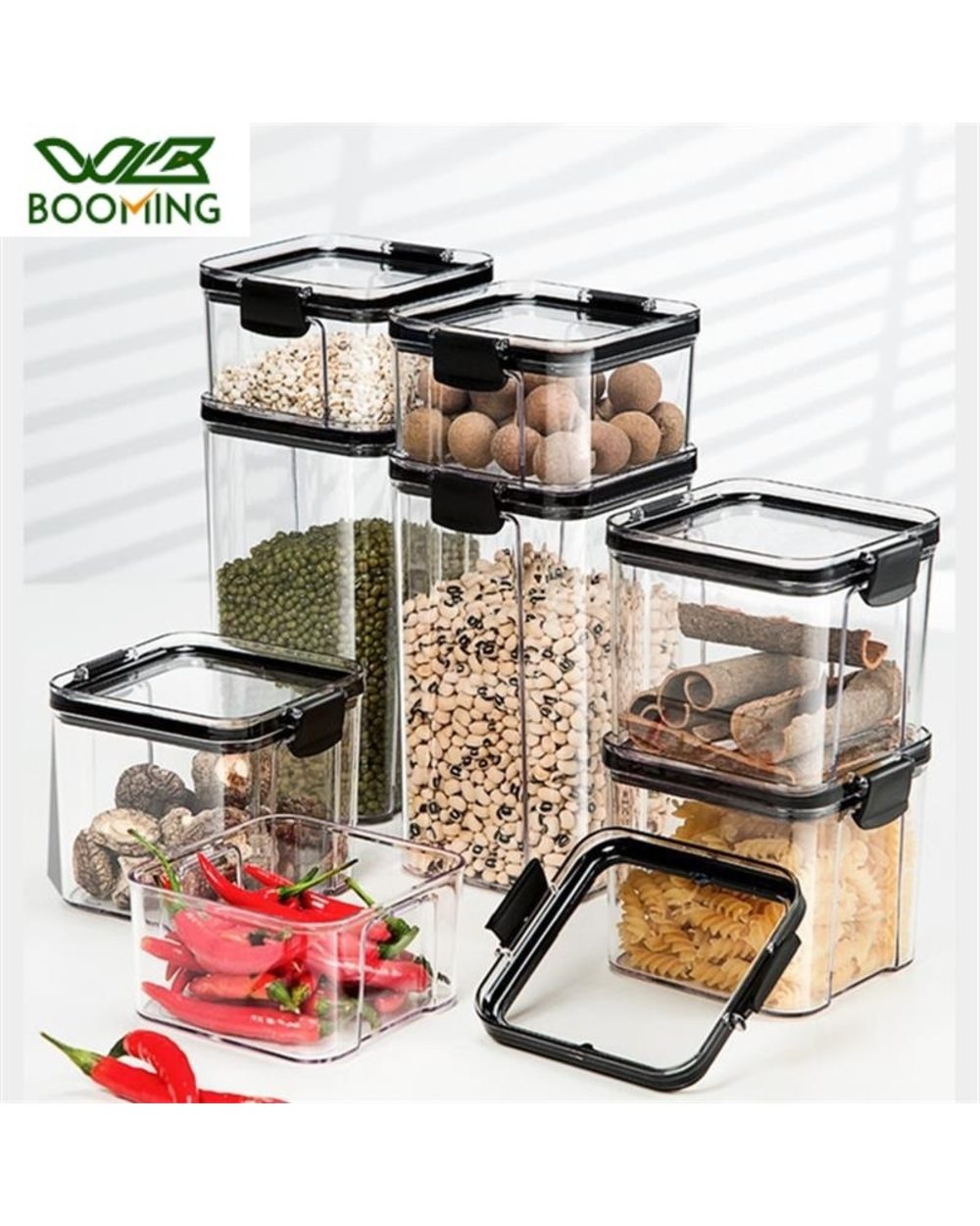Smart Food Container Storage 4 Different Capacity Plastic Sealed Cans front-1
