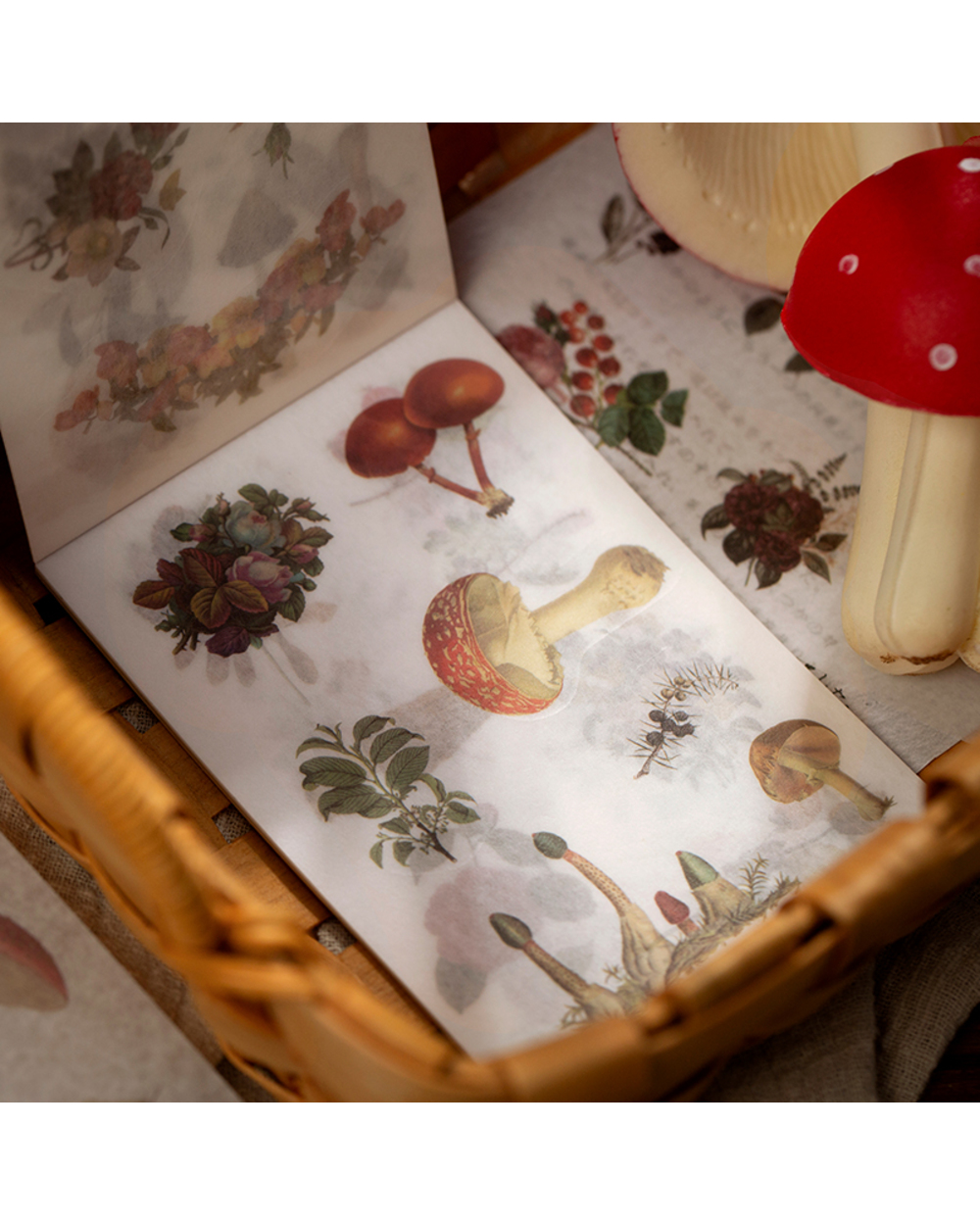 Yoofun 20Pcs/Pack Vintage Flower Plants Washi Paper Stickers Retro Decorative Label For Scrapbooking Diary Journals Sta front-4