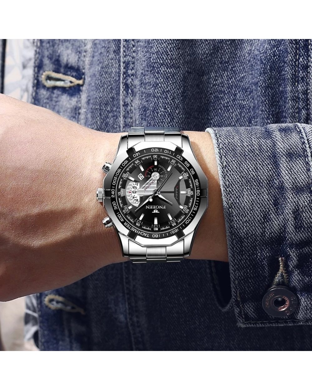 Luxury Watch Fashion Full Steel Waterproof Men's Clock front-4