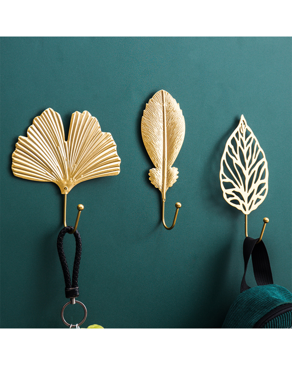 Creative Plant Leaf Golden Wall Hook Aluminum Material Wall Key Holder Wall Decoration Wall Coat Rack Hanger In The Hal front-1