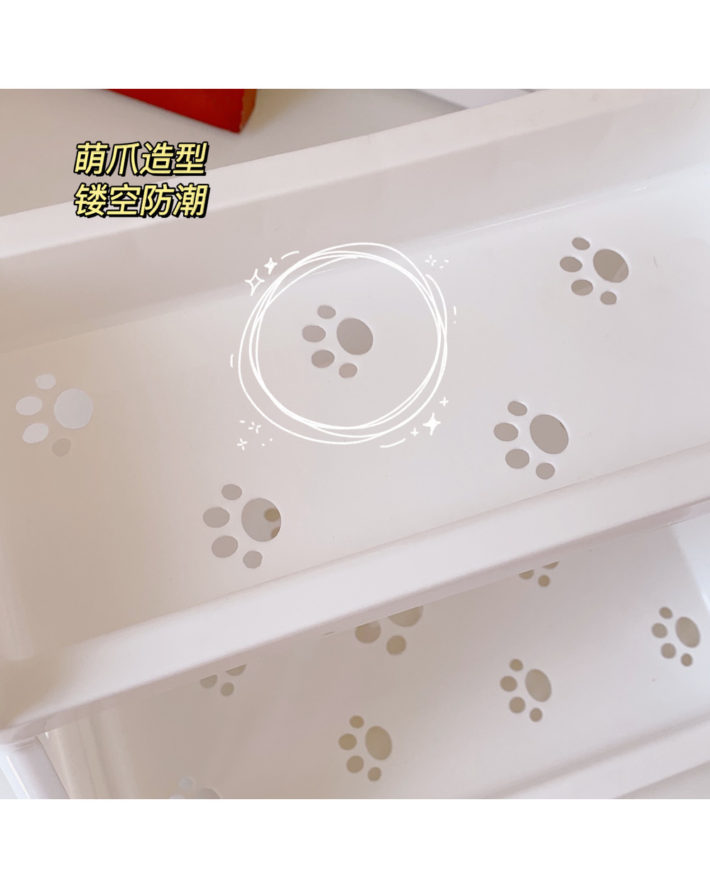 Kawaii Storage Rack 2 Layers Desk Organizer Cat Paw Ins Desktop Cosmetic Display Rack Stationery Storage Rack Table Org front-5
