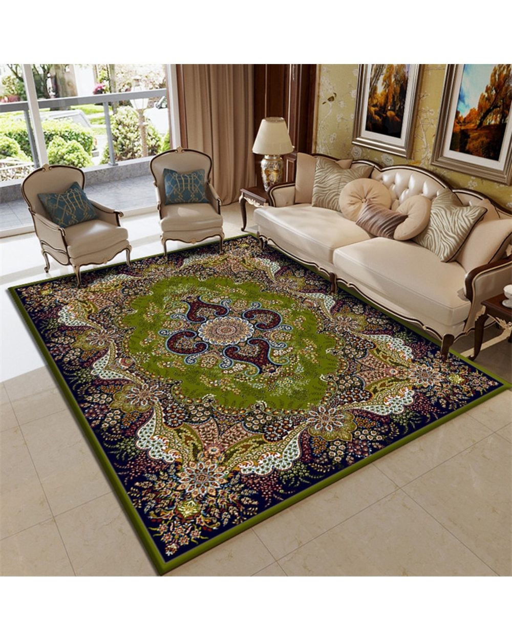 Carpet Classic Ethnic Carpets for Living Room Washable Non-Slip Area Rugs Bedroom Study Floor 120x160cm Mat front-2