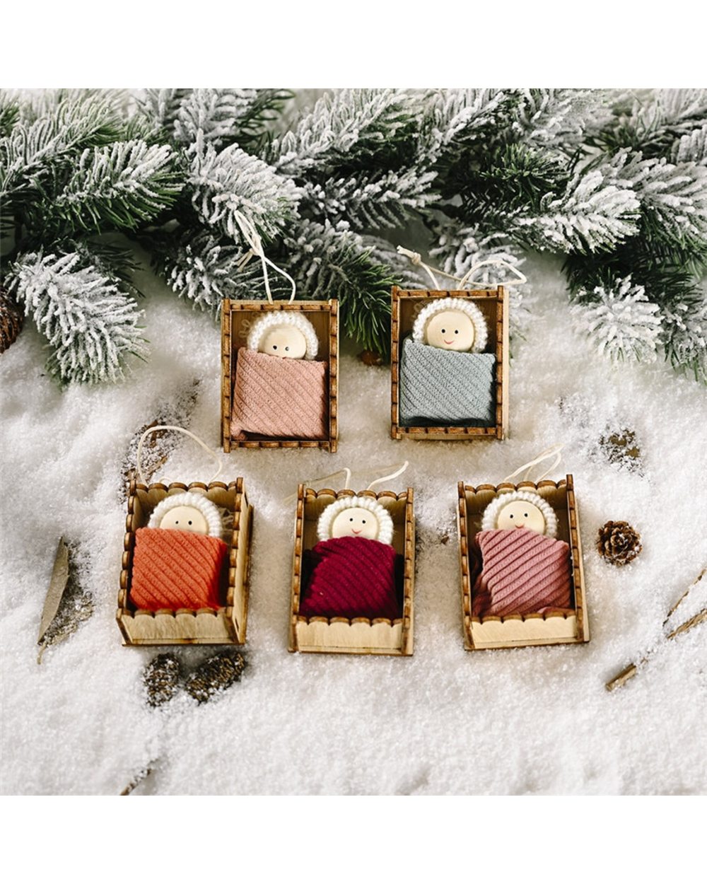 Christmas Wooden box Doll Pendant Dolls Gift Christmas Tree Hanging Ornament Pendant Xmas Kids gift New Year decoration front-0