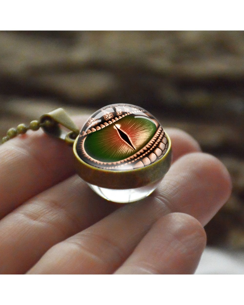Dragon Eyes Double Side Dome Glass Ball Pendant Bronze Zinc Alloy Necklace Handmade Necklaces Gifts for Women Men front-1