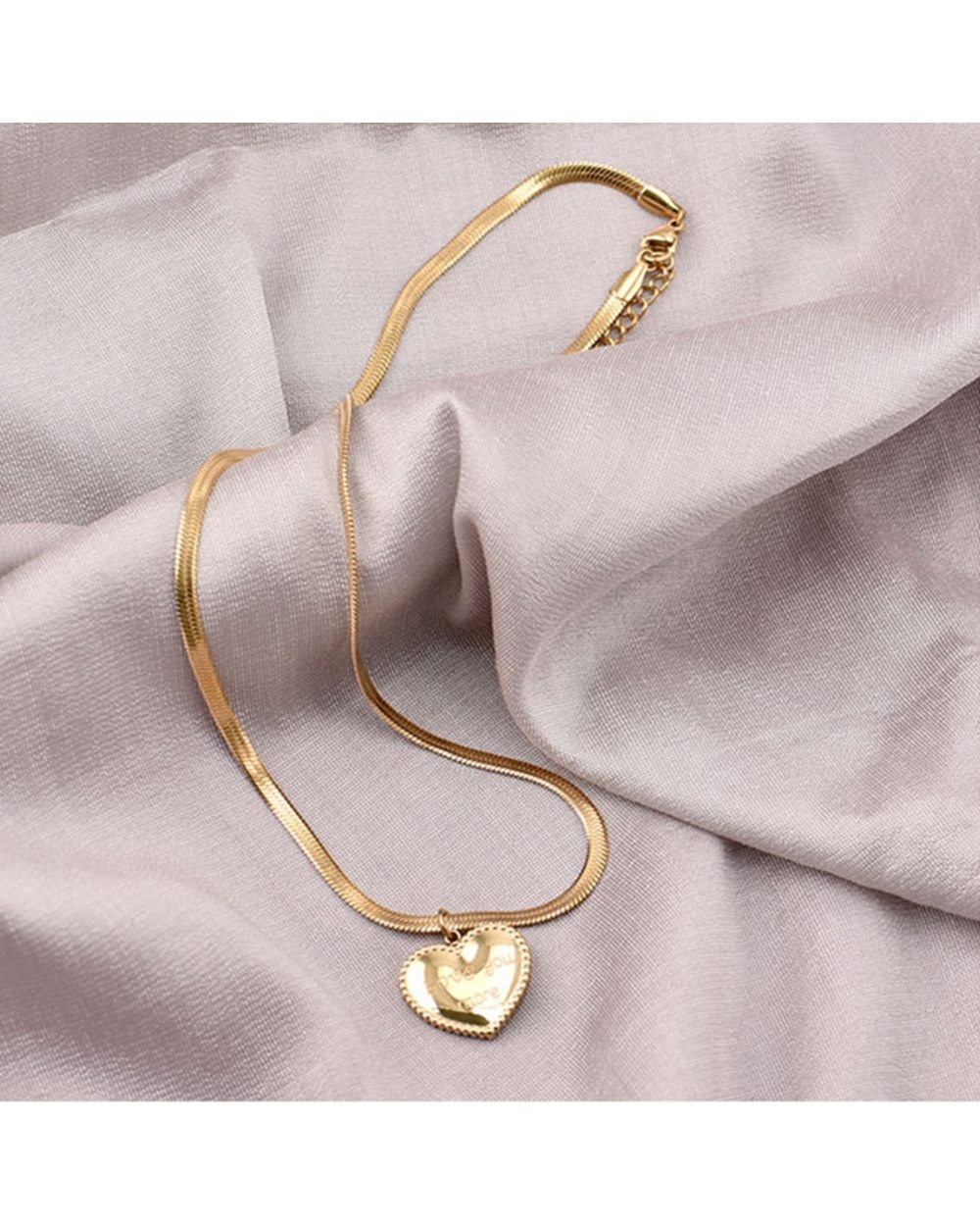 Heart Necklaces Snake Bone Chain Choker Pendants front-1