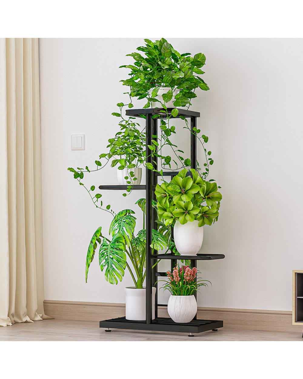 4 Tier 5 Potted Plant Stand Multiple Flower Pot Holder Shelves Planter Rack Storage Organizer Display For Indoor Garden front-0