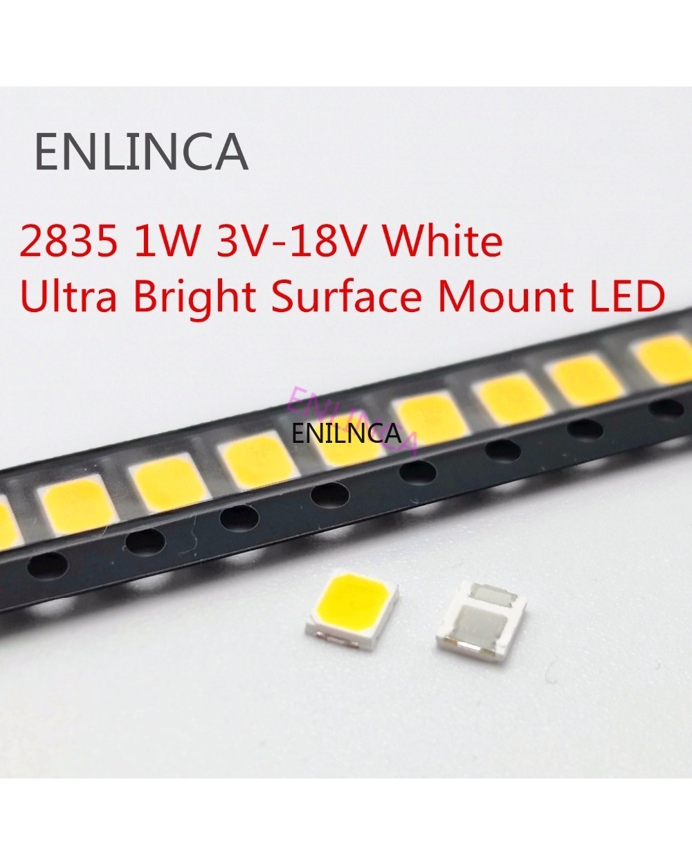 100Pcs Smd Led 2835 Chips 1W 3V 6V 9V 18V Beads Light Ware Cold Nature White 1W 130Lm Surface Mount Pcb Light Emitting front-0
