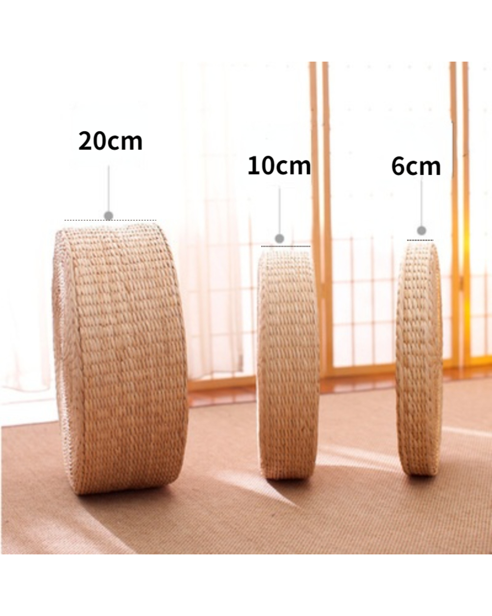 Cushion Natural Straw Round Pouf Tatami Cushion Weave Pillow Floor Japanese Style Cushion With Silk Home Textile front-5