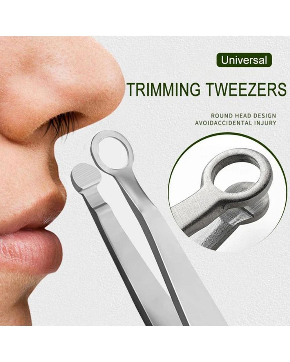Universal Nose Hair Trimming Tweezers Steel Eyebrow Nose Hair Cut Trimming Makeup Nose Hair Removal Scissors front-1