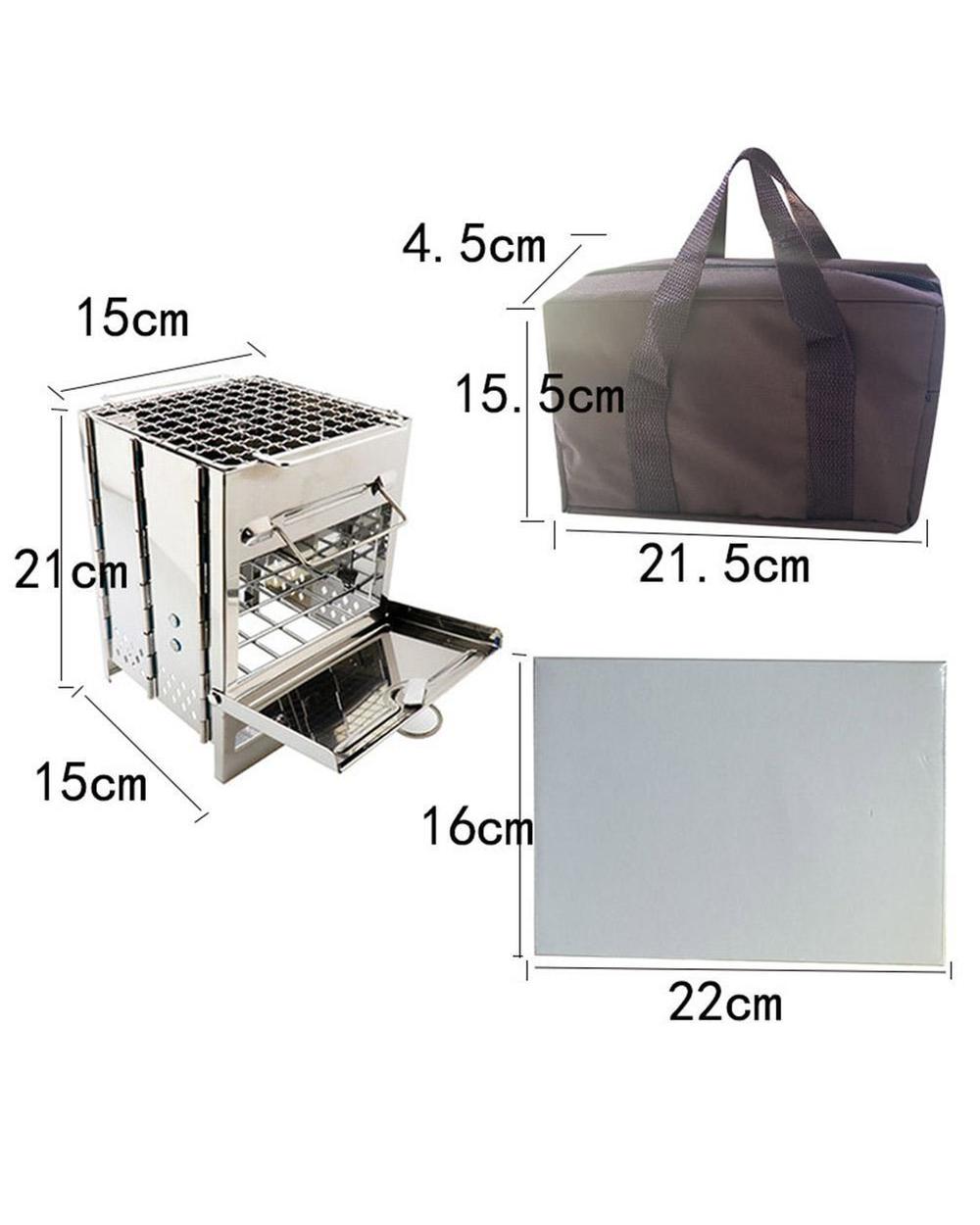 Outdoor Grill Mini Firewood Stove Folding Grill Outdoor Square Wood Stove Camping Folding Barbecue Equipment Cooking Su front-4