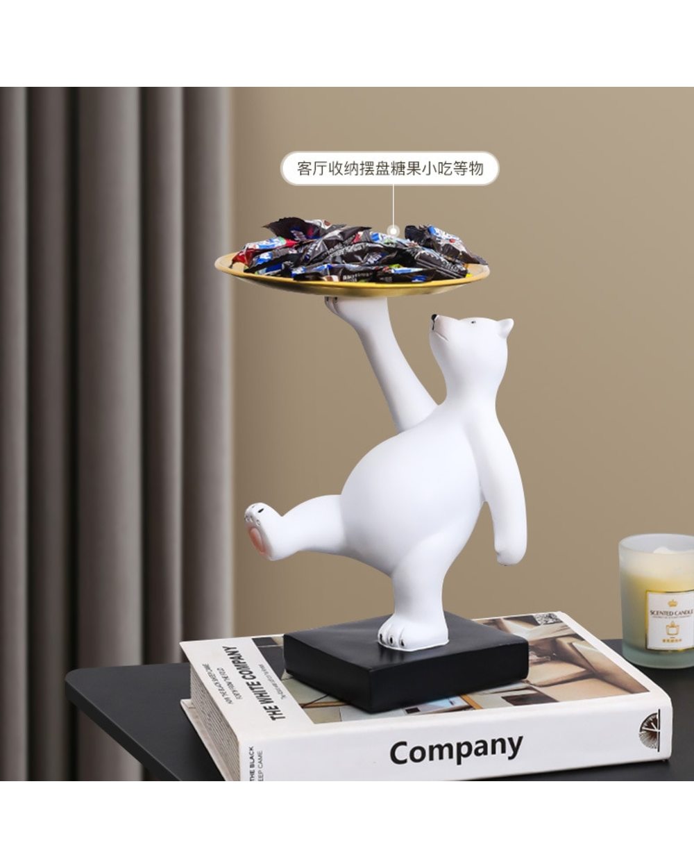 Polar Bear Storage Statue Nordic Resin Figurine Fruit Snacks front-3