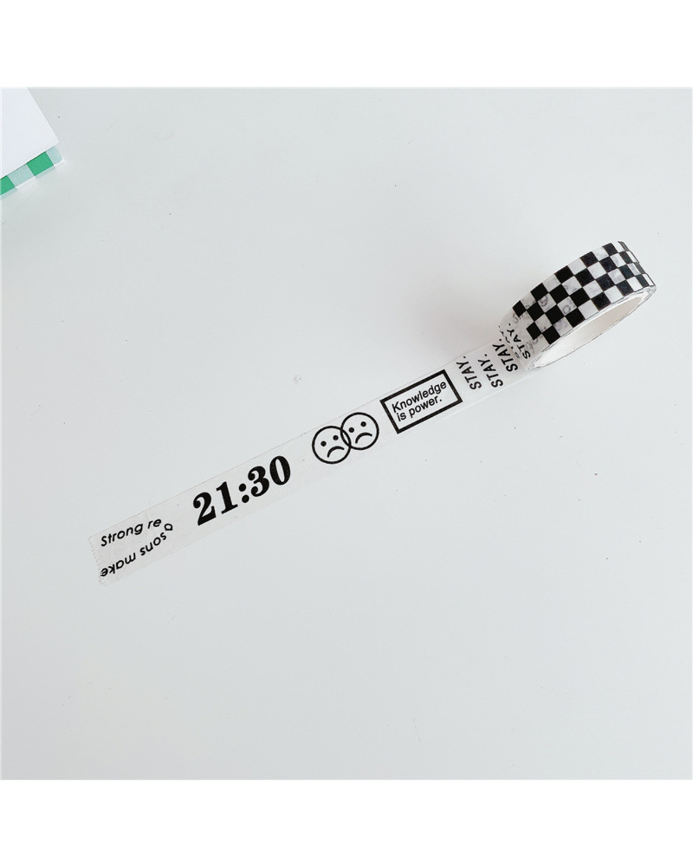 Korean Ins Black White English Adhesive Washi Tape Simple Style Checkerboard Manual Stationery Decorative Tape Seal Sti front-3