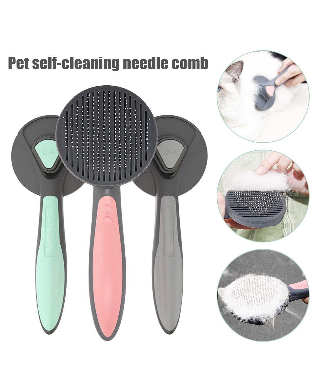 Cat Brush Dog Comb Hair Removes Pet Hair Comb For Cat Grooming Hair Cleaner Massages Beauty Products Self Cleaning Slic front-0