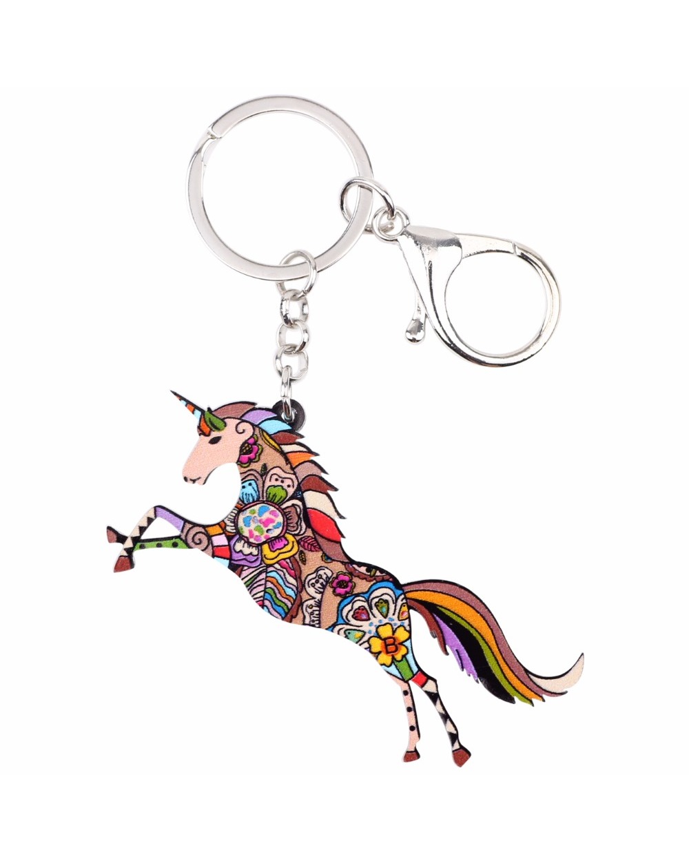 Animal Jewelry Horse Unicorn Key Chain Key Ring Gifts For Women Girl bag Pendant New Charm Keychain front-2