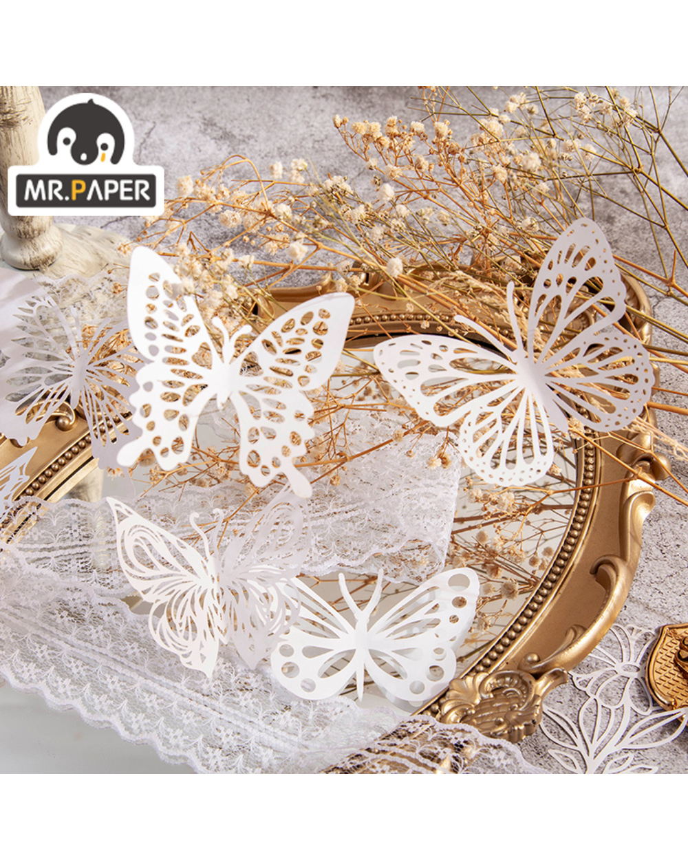 Mr. Paper 8 Designs Good Day Lace Story Series Hollow Lace Material Paper Diy Craft Writing Paper Collage Material Paper front-5
