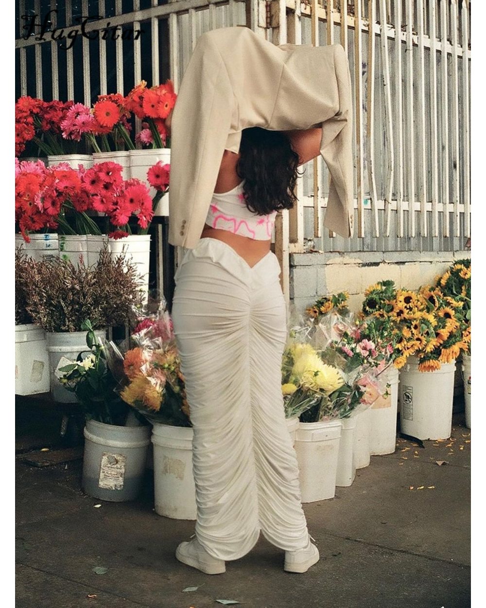 Stretch Solid Folds Shirring Maxi Dress Women Fashion Sexy Elegant Streetwear Party Club Wear Y2K front-2