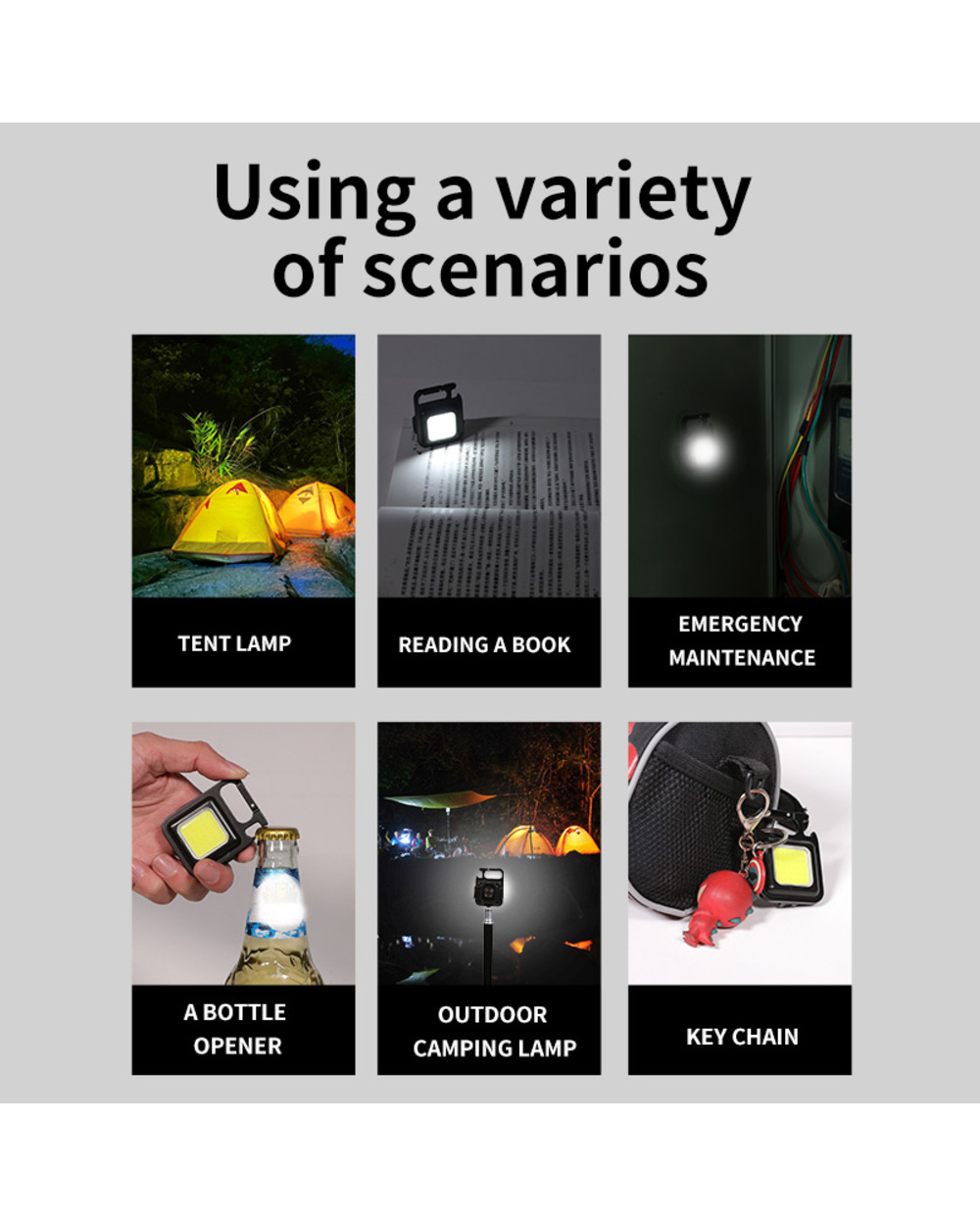 BALDR Mini LED Working Light Portable, Key Light Lantern, Camping Outside Hiking COB Lantern front-4