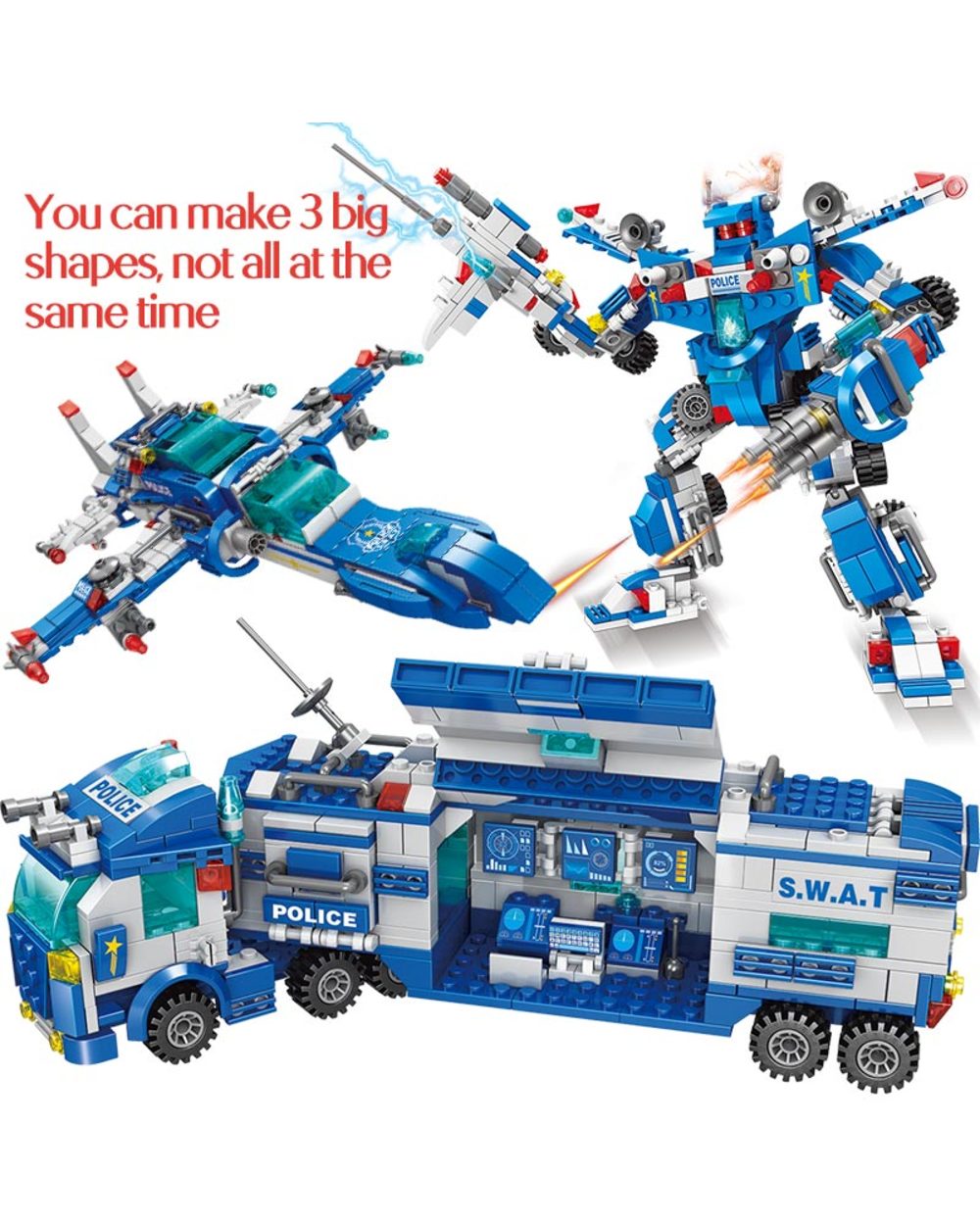 City Police Station Car Building Blocks SWAT Military Police Robot figures Bricks Sets Education Toys for Children Kids front-1