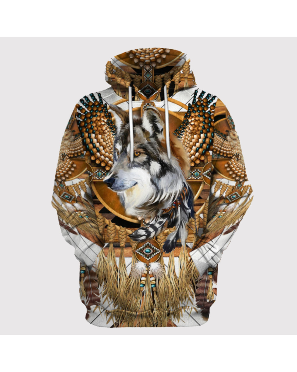 Beautiful Tribal Native Wolf 3D All Over Printed Men Hoodie Autumn Unisex Sweatshirt Zip Pullover Casual Streetwear VG06 front-0