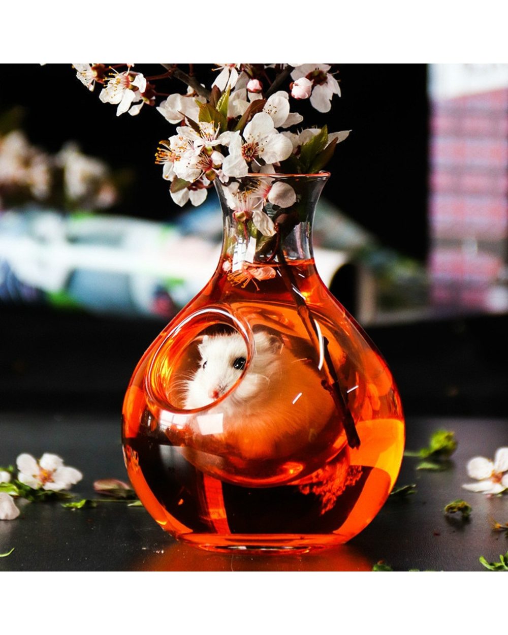 Hamster Ice Glass House Pet Cooling Bottle Pot Transparent Nest Bed for Chinchilla Squirrel Guinea Pig Rat front-0