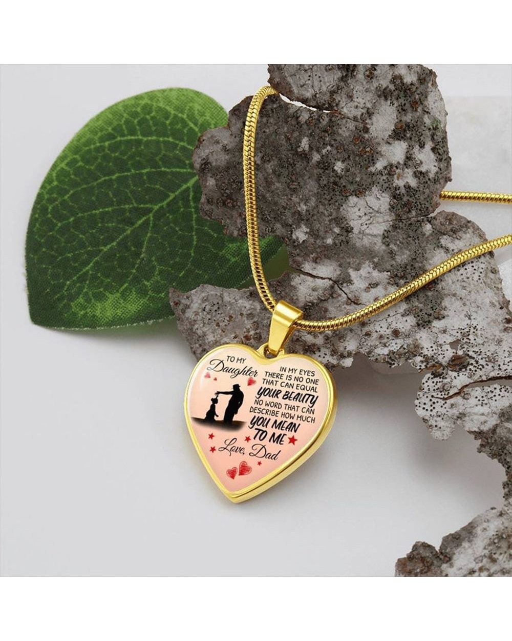 To My Daughter Love Dad Heart Necklace Jewelry Gift front-5