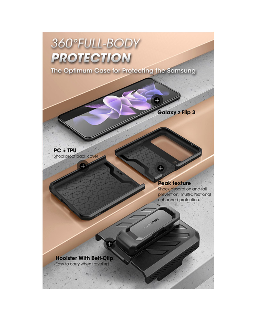 Full-Body Dual Layer Rugged Protective Case with Belt clip holster front-2