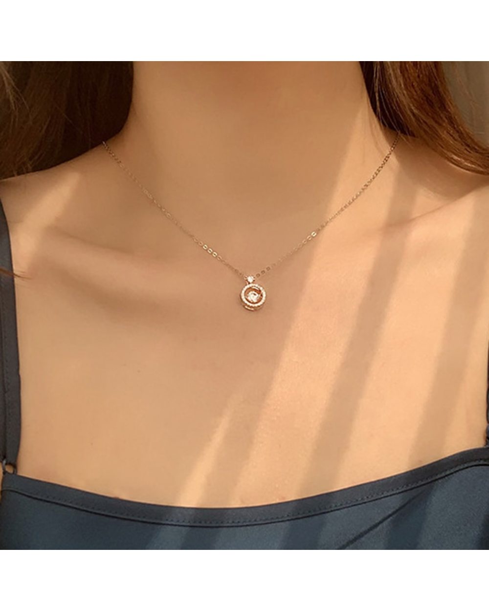 0.5 Carat Round 925 Sterling Silver Beating Heart Pendant Necklace front-3