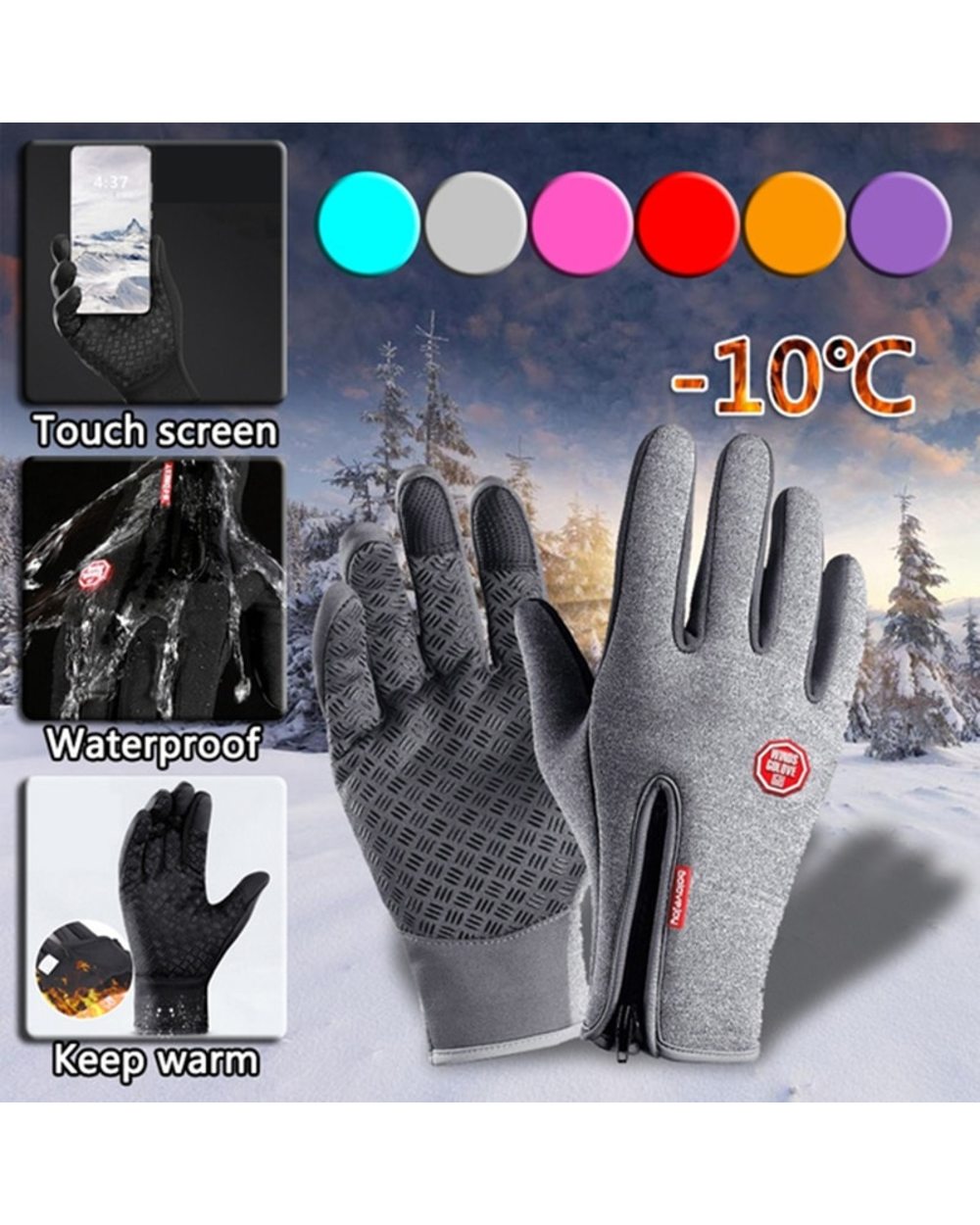 Winter Gloves - Unisex Premium Waterproof Touchscreen Winter Gloves front-1