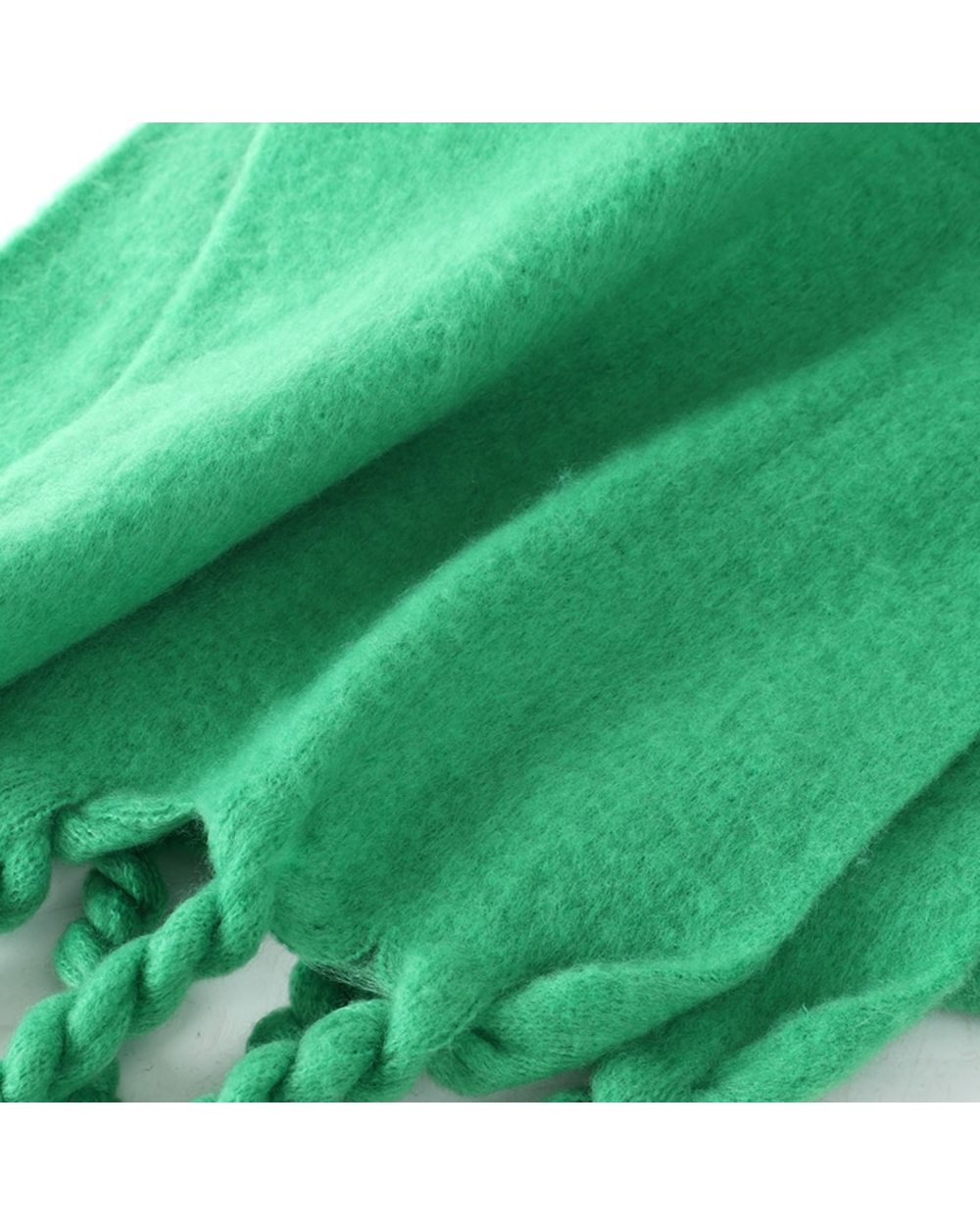 2022 Luxury Cashmere Bright Green Women Solid Scarf Winter Shawl And Wrap Bandana Pashmina Tassel Female Foulard Thick front-4