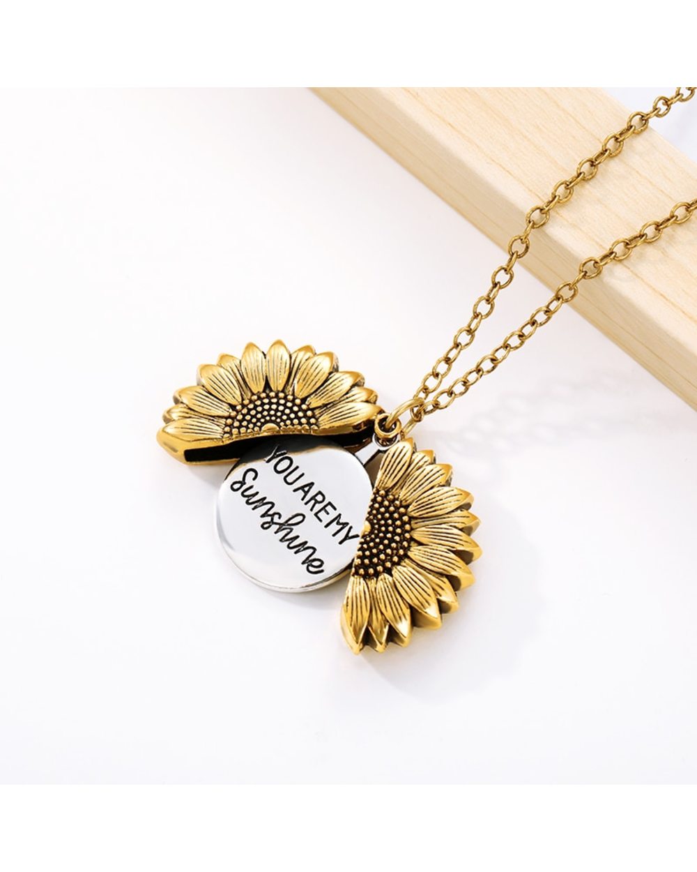 You Are My Sunshine Sunflower Necklaces For Women Rose Gold Silver Color front-2