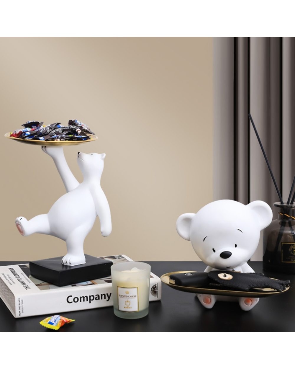 Polar Bear Storage Statue Nordic Resin Figurine Fruit Snacks front-2