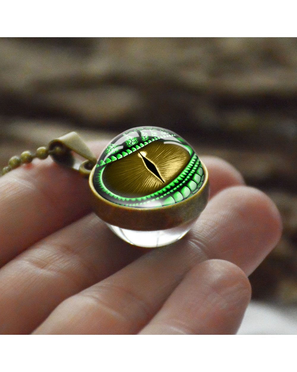 Dragon Eyes Double Side Dome Glass Ball Pendant Bronze Zinc Alloy Necklace Handmade Necklaces Gifts for Women Men front-4