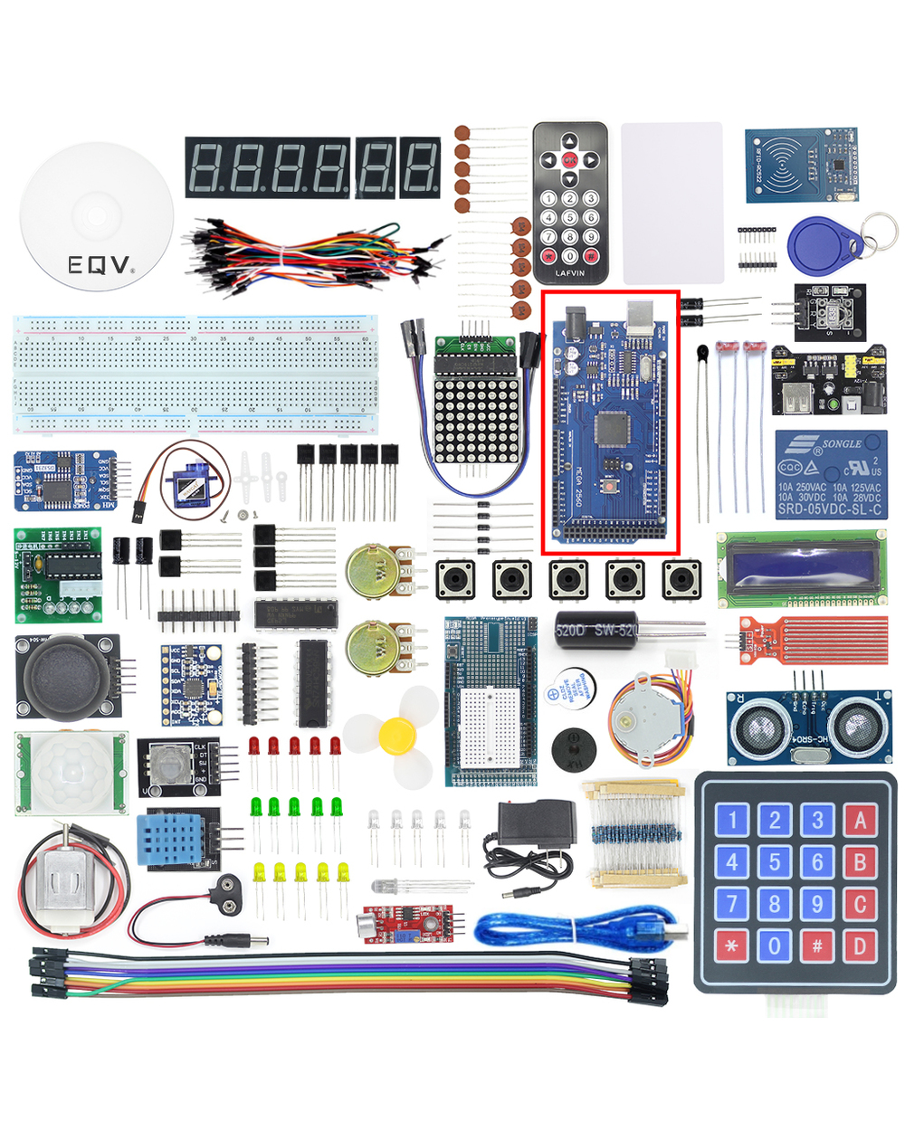 Eqv Mega 2560 Project The Most Complete Starter Kit For Arduino Mega2560 Nano With Lcd1602 Iic / Ultrasonic Sensor / Tu front-1