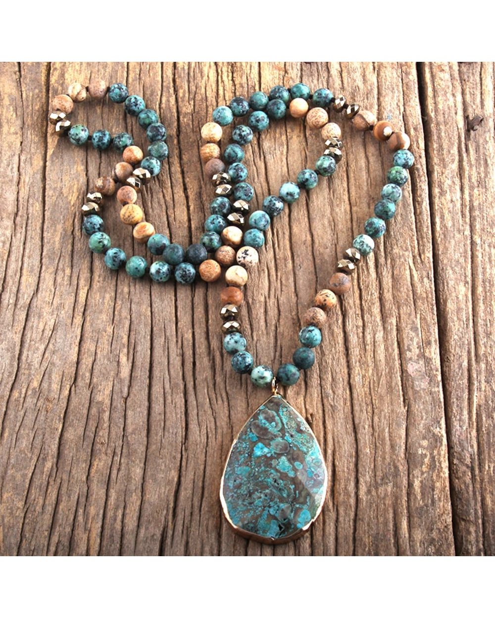 Fashion Boho Jewelry Natural Stones With Semi Precious Pendant Women Bohemia Necklace front-0