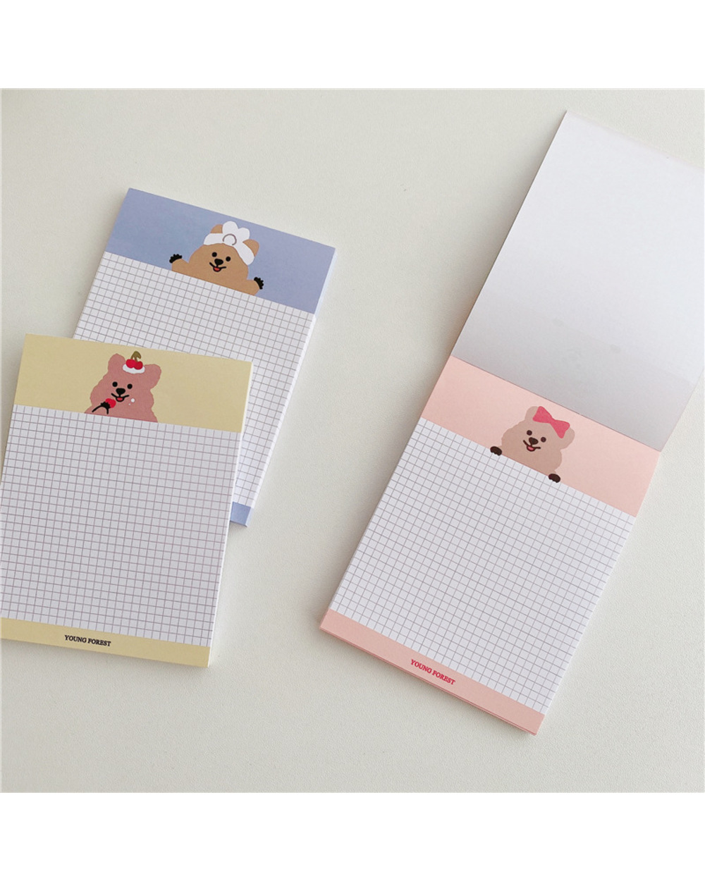 50 Sheets Ins Cartoon Bear Grid Non Sticky Memo Pad Journal Note Diy Decoration School Supplies Stationery Planner Memo front-3