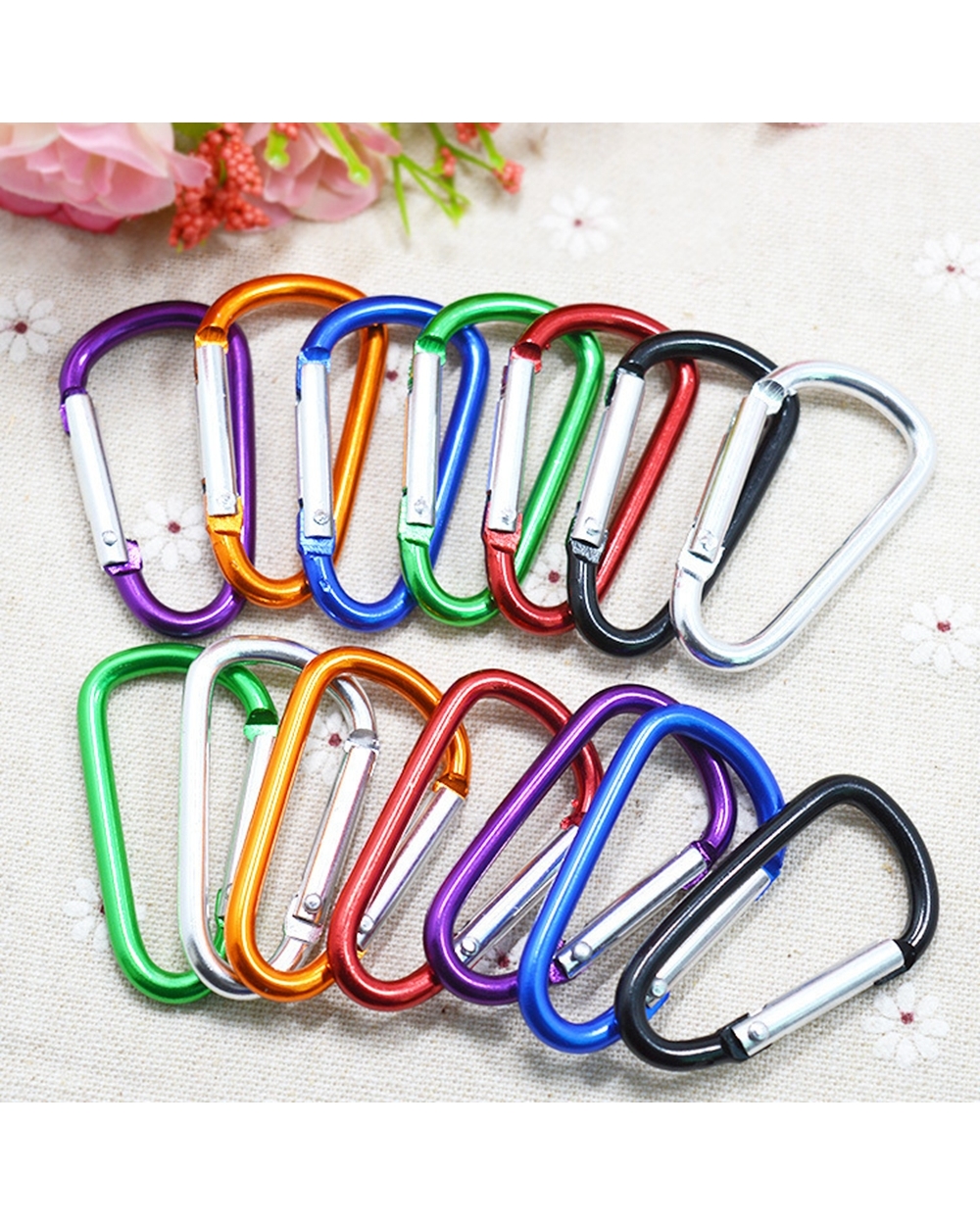 5Pcs Random Colors!!! Aluminium Alloy Safety Buckle Keychain Clim Button Carabiner Camping Hiking Hook Outdoor Sports T front-1