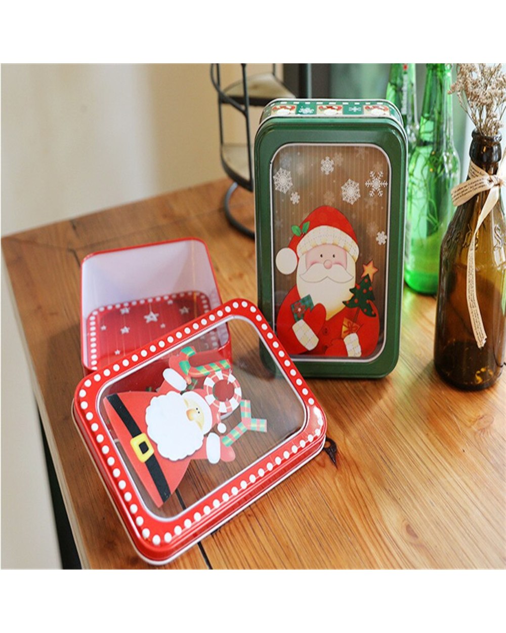 Merry Christmas Candy Box Christmas Tree Gift Box Party Gift Iron Box Container Supplies Scented Tea Biscuits Nut Box front-1