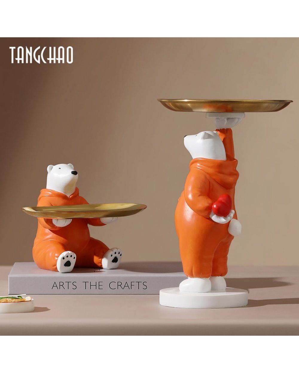Bear Figurine Creative Home Decor Tray Storage Box Resin Art Sculpture Figurines For Interior Home Decoration Gift front-1