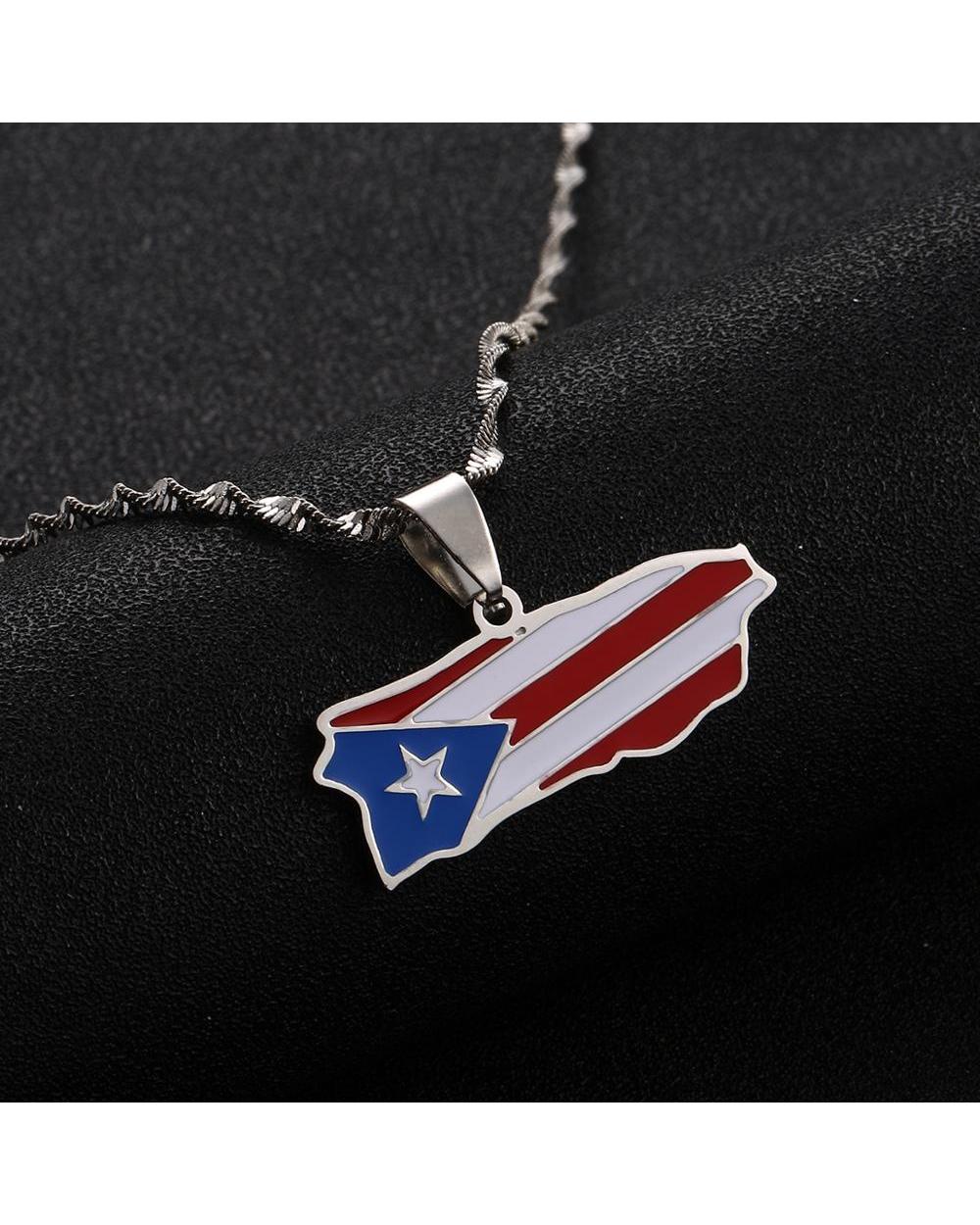 Stainless Steel Fashion Puerto Rico Map front-1