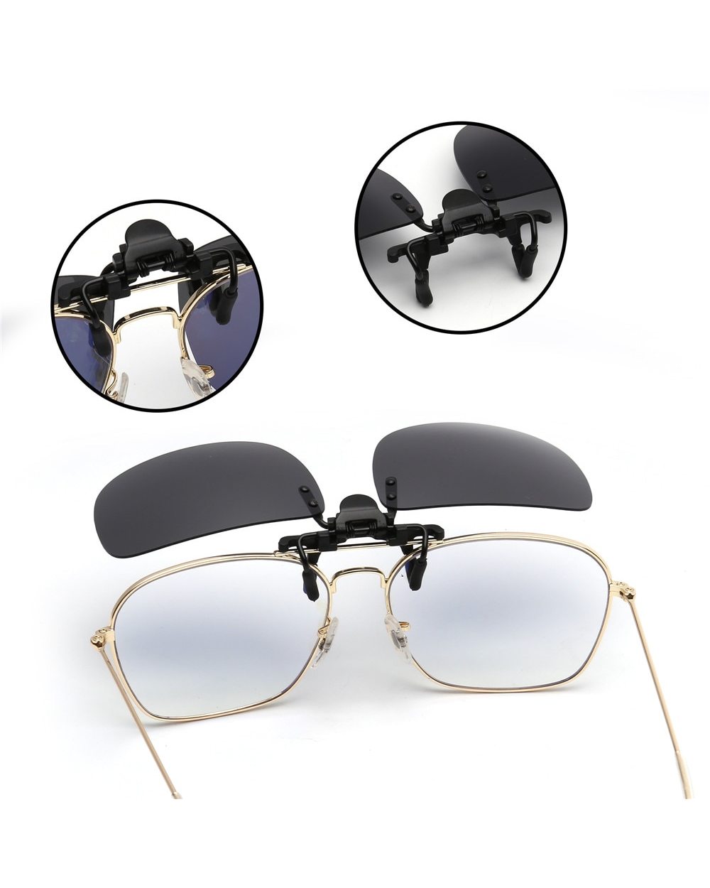 Polarized Clip On Sunglasses Women Men Frameless Filp Up Sunglasses For Prescription Glasses Uv400 front-3