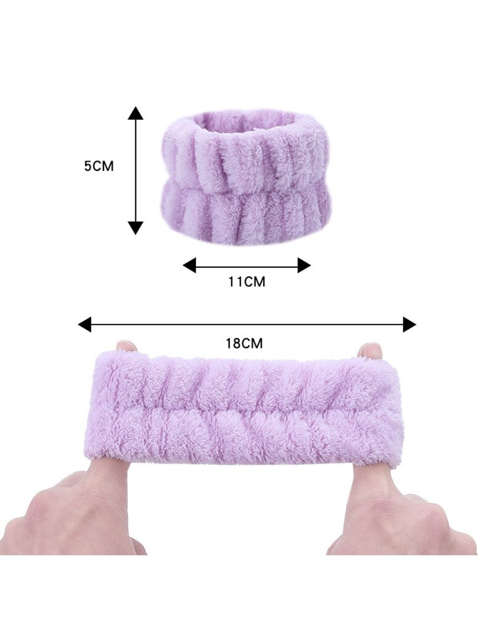 Flannel Washing Face Headband Absorbent Wristband Makeup Hair Band Wrist Sweatband Liquid Spa Washband Wrist Band Solid front-1