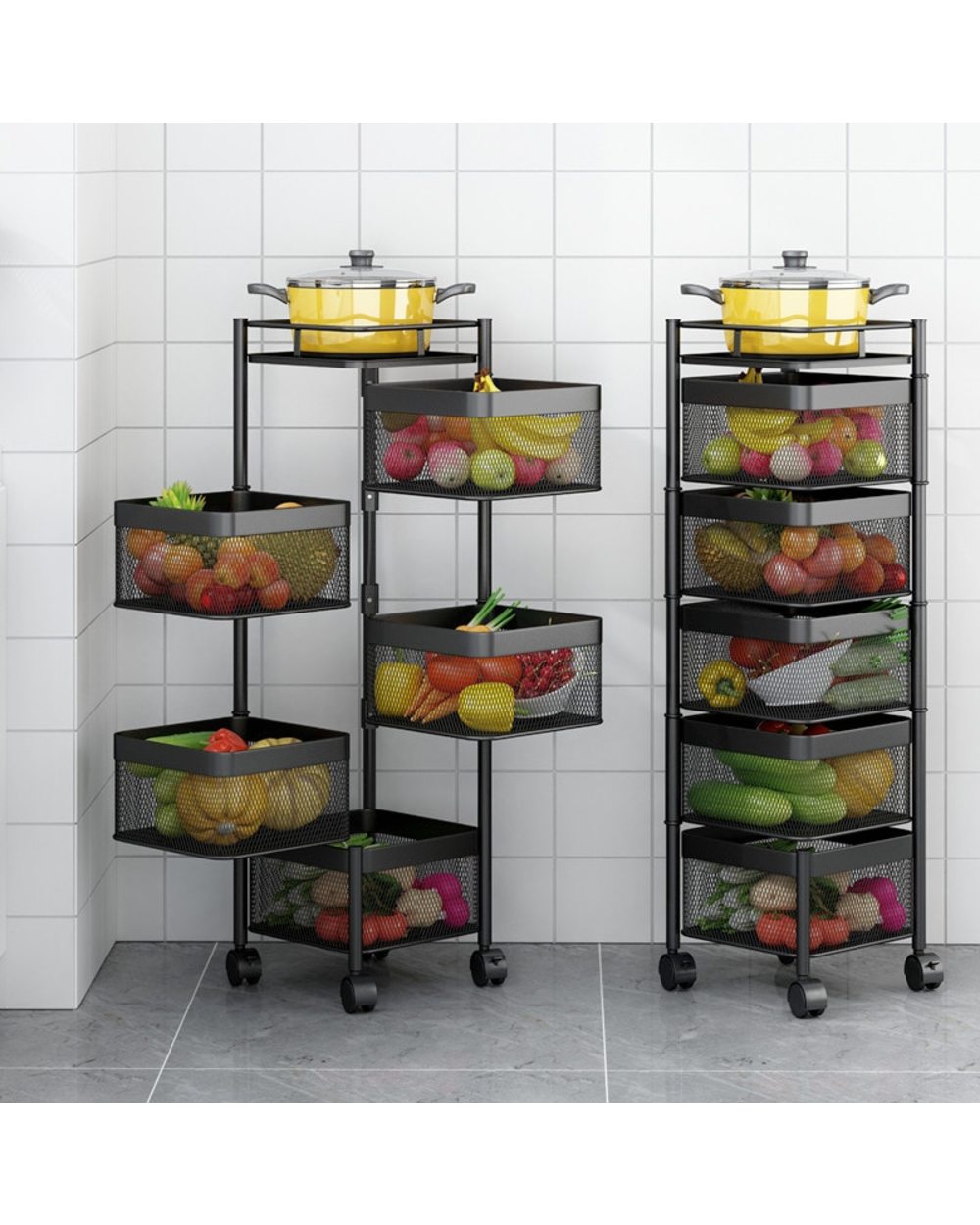 Kitchen organizer rotating vegetable shelving ground multilayer corner rack front-2