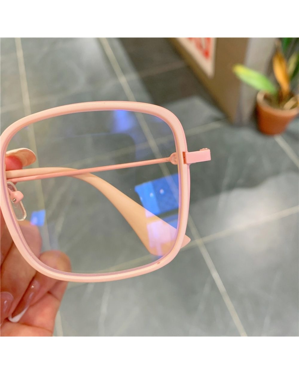 Blue Light Glasses Blue Light Glasses Man And Women Pink Wine Black Square Frame Eyeglasses Fashion Vision Spectacles front-3